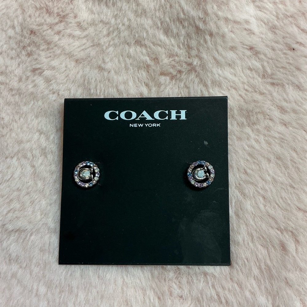 Coach NWT Signature Circle Halo Studs - Pastel Colored Cubic Zirconias
